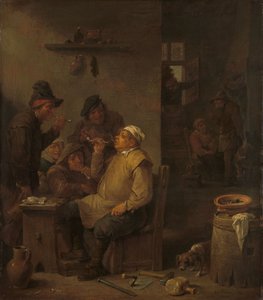 Maurer raucht mit Gefährten in einer Taverne von David the Younger Teniers