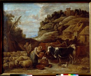 Das Melken der Herde von David Teniers the Younger