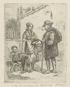 Bauer und Bäuerin bei einem Hof von David van der Kellen