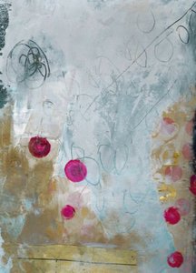 Lebendiges abstraktes Gold-Pink von Deb Chaney