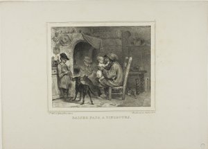 Papa mit Kneifen küssen von Denis Auguste Marie Raffet