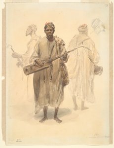 Ein maurischer Straßenmusiker in Tanger von Denis Auguste Marie Raffet