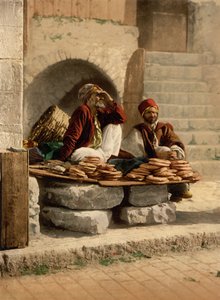 Brotverkäufer von Jerusalem, Heiliges Land, ca. 1890-1900 von Detroit Photographic Co.