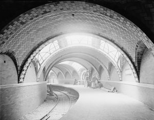 U-Bahn-Station City Hall, New York, um 1904 (s/w Foto)