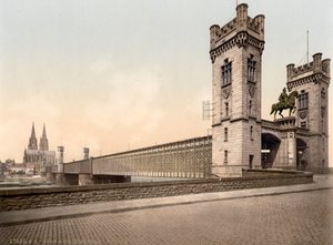 Eisenbahnbrücke, Rhein, Köln, Deutschland, ca. 1900