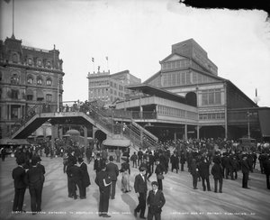 Manhattan-Eingang zur Brooklyn Bridge, New York, ca. 1905 von Detroit Publishing Co.