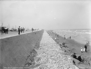 Seemauer und Strand, Galveston, Texas, 1910-20