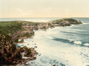 Towan Head, Newquay, Cornwall, England, Photochrome-Druck, um 1900