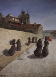 Spaziergang neben der Kirche, 19. Jahrhundert