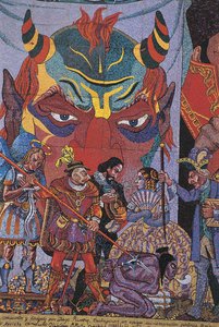 Nahaufnahme eines Gemäldes, Insurgentes-Theater, Mexiko-Stadt, Mexiko von Diego Rivera