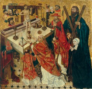 Messe des heiligen Gregor - Gemälde von Diego de la Cruz (aktiv 1482-1500) - vor 1480 - Öl auf Holz - 168x168 - Museu Nacional d
