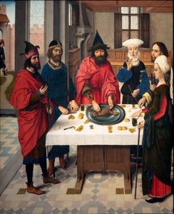 Pfarrkirche (Parochiekerk Sint-Pieter). Abendmahl. Dirk Bouts. 1464-1468. (Detail) von Dirck Bouts