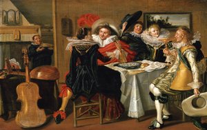 Interieur mit fröhlicher Tischgesellschaft von Dirck Hals