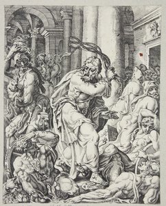 Christus vertreibt die Geldwechsler aus dem Tempel von Dirck Volckertsz. Coornhert