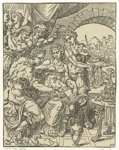 Der verlorene Sohn verschwendet sein Geld (Gleichnis vom verlorenen Sohn) von Dirck Volckertsz. Coornhert