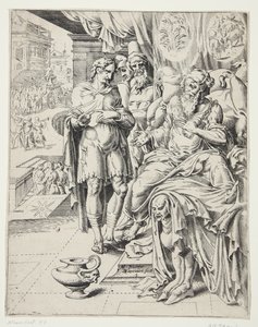 Joseph deutet die Träume des Pharao von Dirck Volckertsz. Coornhert