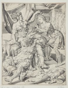 Samson und Delilah von Dirck Volckertsz. Coornhert