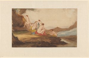 Frauen baden in einer Landschaft