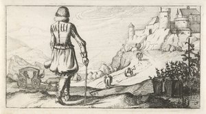 Mann in Wams in einer Berglandschaft