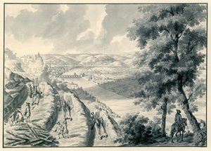 Blick auf Namur und den Fluss Maas, vom Südwesten gesehen