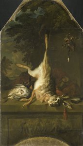Stillleben mit totem Hasen und Rebhühnern