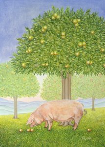 Linke Hand Obstgarten Schwein