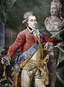 Alexander Dmitrievich Lanskoy (1758-1784), russischer Militär, Liebhaber von Katharina II. von Russland (koloriertes Dokument) von Dmitri Grigor