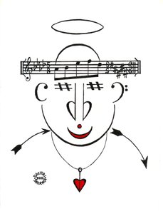 Dzen - ein Gesicht gezeichnet mit musikalischer Notation