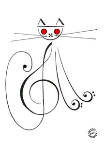 Musikalische Katze - eine Katze gezeichnet mit musikalischer Notation von Dmitri Smirnov