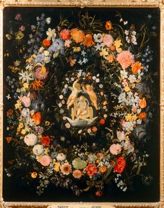 Der Triumph der Liebe mit Blumenumrahmung von Domenichino (1581 1641)