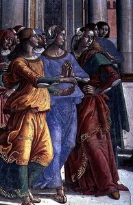 Zuschauer, aus der Jungfrau Maria im Tempel (Detail) von Domenico Ghirlandaio