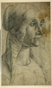 Kopf einer Frau mit Haube