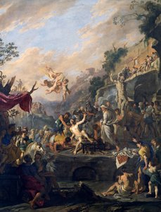 Martyrium des Heiligen Laurentius, Gemälde von Domenico Gargiulo genannt Micco Spadaro, Italien