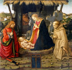 Geburt Christi mit dem heiligen Franziskus und dem heiligen Julian