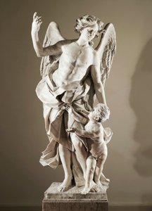 Schutzengel, ca. 1724, von Domenico Antonio Vaccaro, Marmorstatue, Höhe 190 cm, Antisakristei der Basilika San Paolo Maggiore, Neapel, Kampanien, Italien von Domenico Antonio Vaccaro