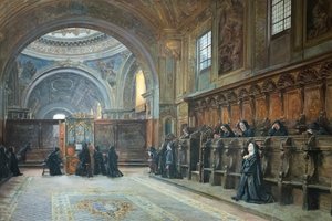 Der Chor der Kirche Santa Maria Donnaregina Nuova, zweite Hälfte des 19. Jahrhunderts von Domenico Battaglia