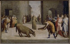Der heilige Antonius von Padua und das Wunder des Maultiers von Domenico Beccafumi
