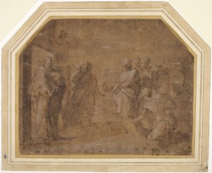 Bittsteller, die den Heiligen Antonius ansprechen von Domenico Beccafumi
