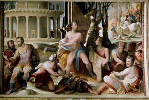 Das Opfer von Kodros, König von Athen. Fresko von Domenico Beccafumi 1529-1535, Siena, Palazzo Pubblico