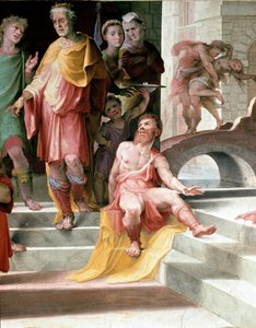 Das Opfer von Seleucos de Locres. Detail. Fresko von Domenico Beccafumi 1529-1535, Siena, Palazzo Pubblico