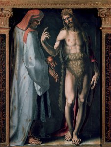 Triptychon der Dreifaltigkeit, Detail linkes Panel: Heiliger Cosimo und Heiliger Johannes der Täufer