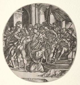 Enthauptung der Heiligen Katharina, 1517 von Domenico Campagnola