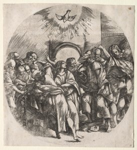 Der Abstieg des Heiligen Geistes, 1518 von Domenico Campagnola