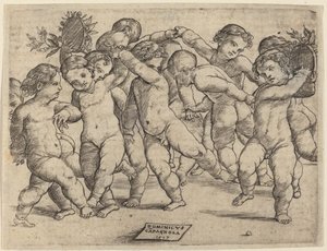 Zwölf Kinder tanzen von Domenico Campagnola
