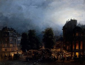 Boulevard des Italiens bei Nacht, ca. 1835