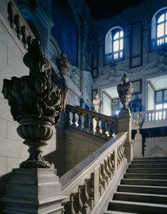 Blick auf die Große Ehrentreppe von Domenico Ferri (1864-1865), Königspalast (Palazzo Reale), Turin (UNESCO-Welterbeliste)