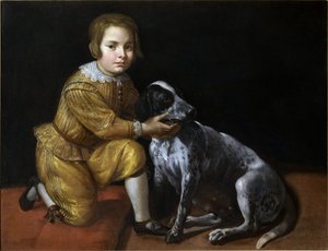 Porträt eines Jungen mit einem Hund