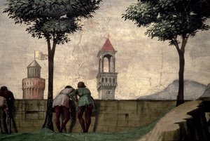Männer, die über eine Mauer schauen, aus der Visitation
