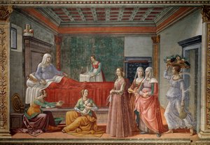 Die Geburt des Heiligen Johannes des Täufers (Fresko) von Domenico Ghirlandaio