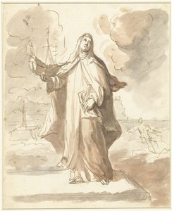 Heilige Brigitta, stehend mit dem Schiff in der rechten Hand